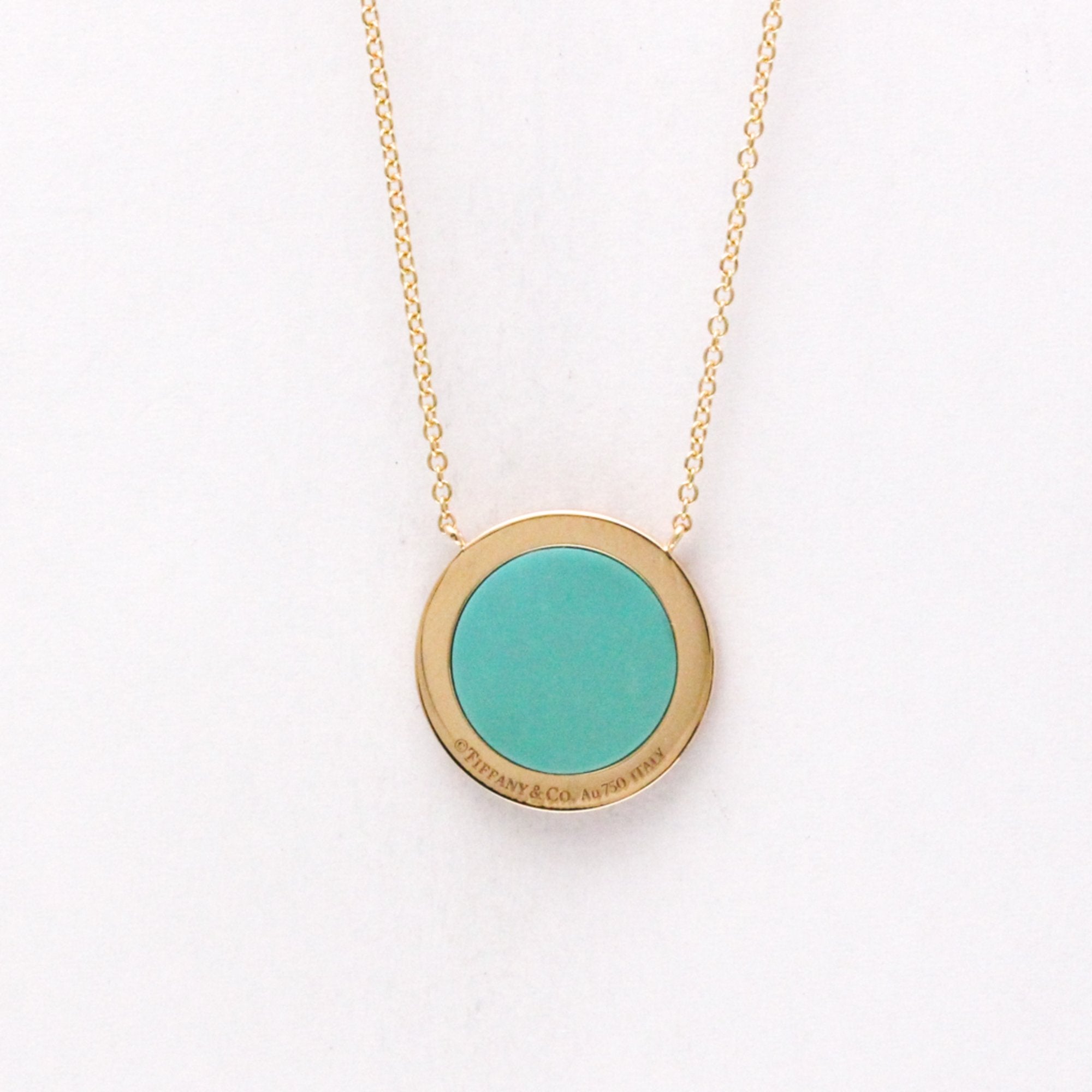 Pendant Necklace 18K Rose Gold With Diamond and Turquoise - Image 2