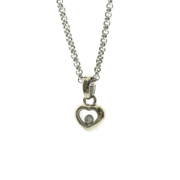 Happy Pendant Necklace 18K White Gold with Diamond