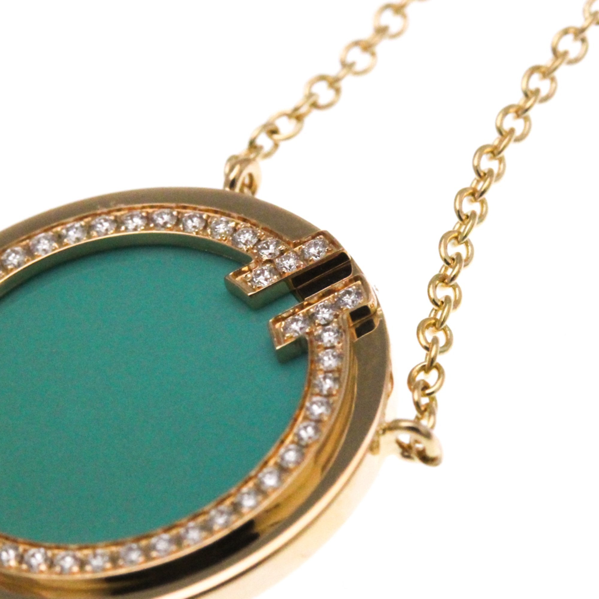 Pendant Necklace 18K Rose Gold With Diamond and Turquoise - Image 7
