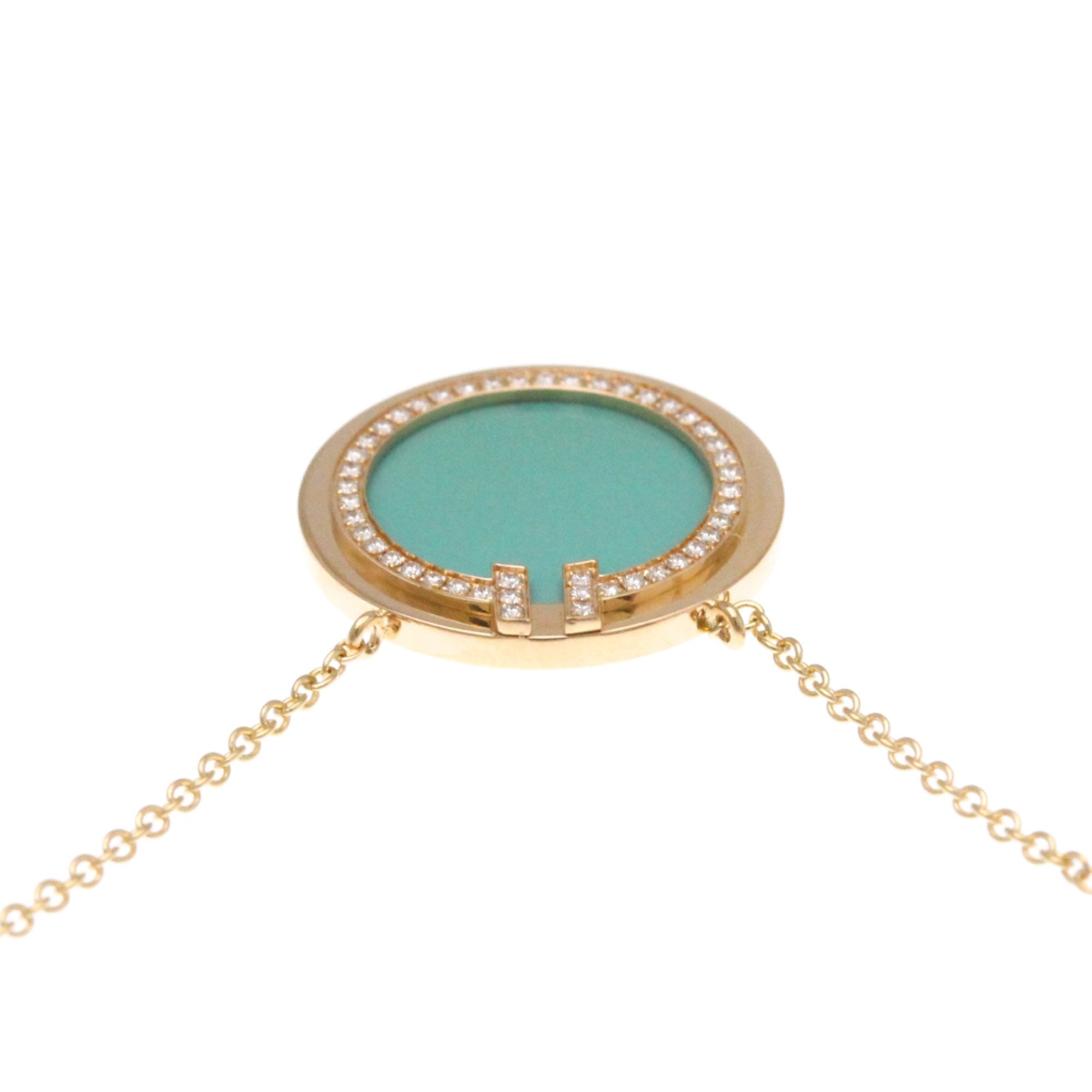 Pendant Necklace 18K Rose Gold With Diamond and Turquoise - Image 6