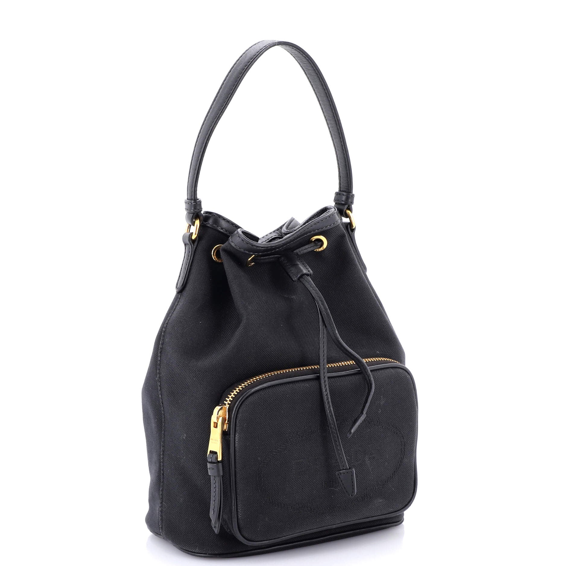 Logo Drawstring Bucket Bag Canvas - Image 2