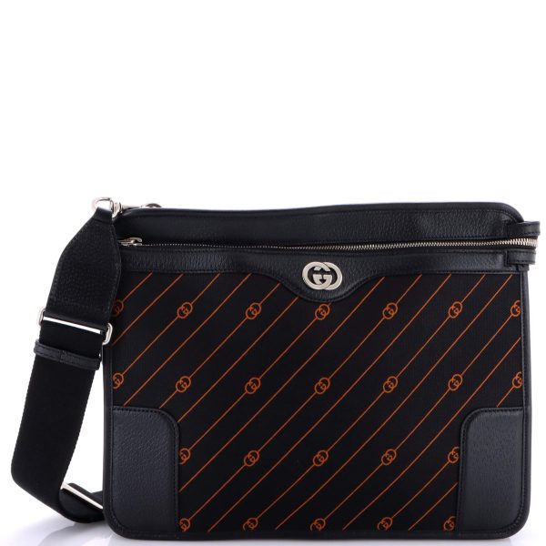 Interlocking G Messenger Bag GG Jacquard with Leather