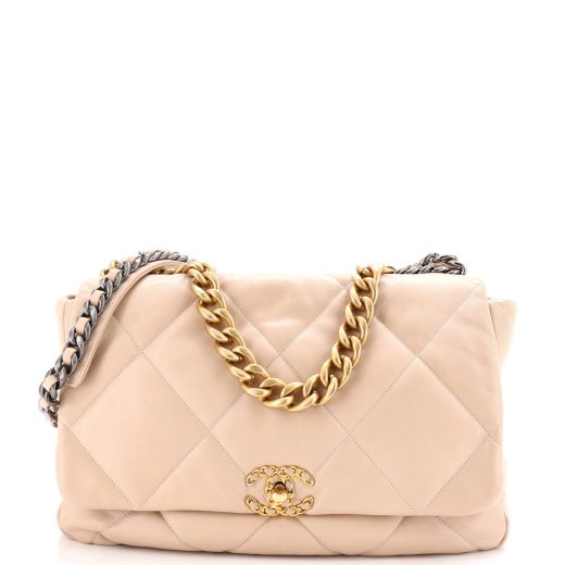 19 Flap Bag Quilted Leather Maxi