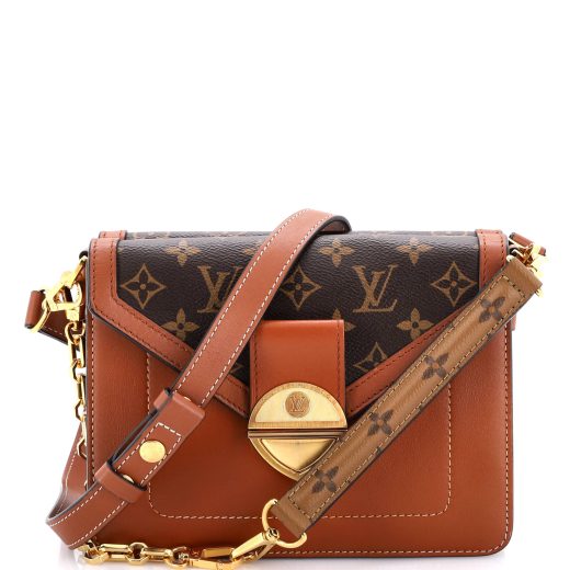 Biface Handbag Leather and Reverse Monogram Canvas
