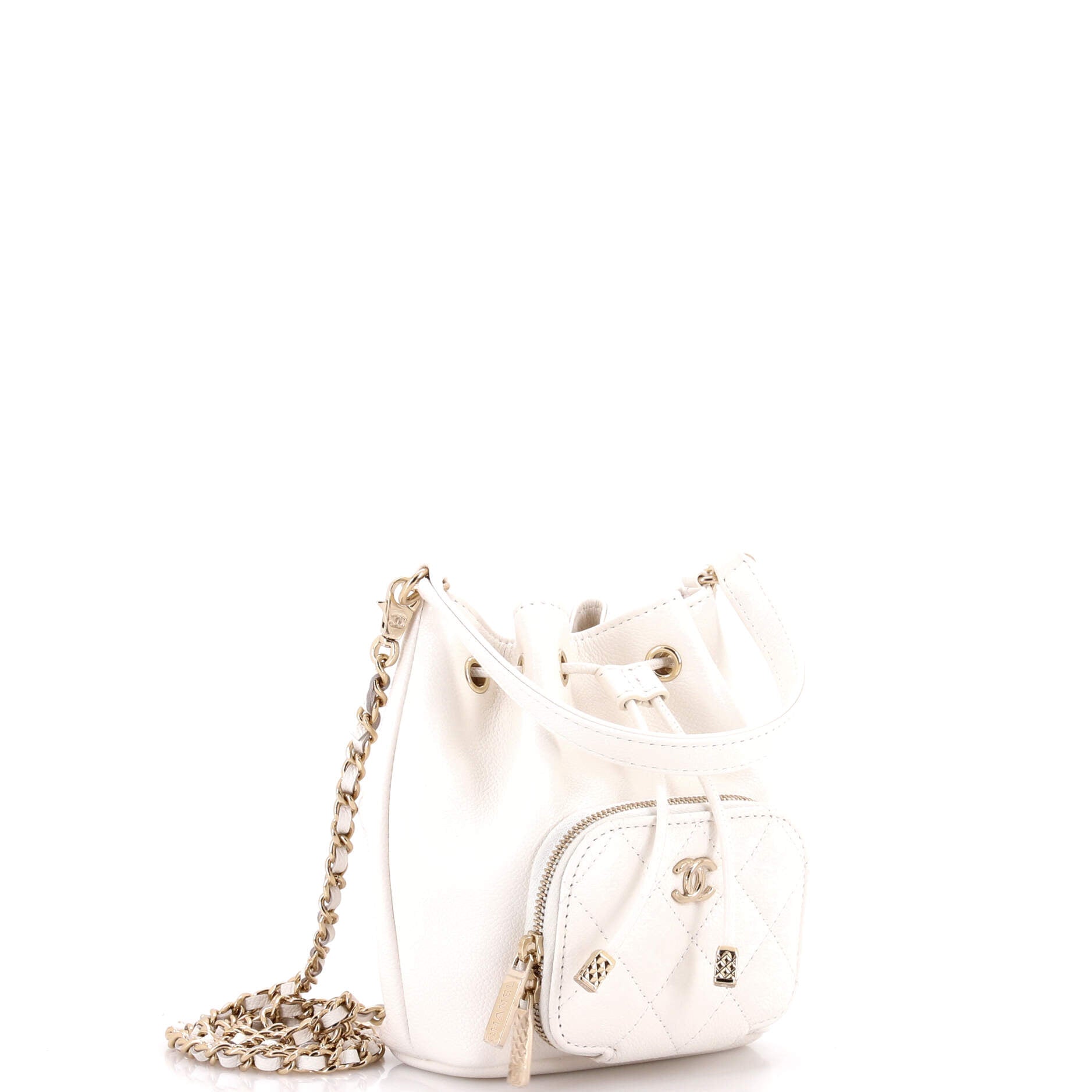 Business Affinity Drawstring Bucket Bag Quilted Caviar Mini - Image 2