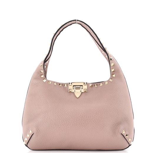 Rockstud Flip Lock Hobo Leather Small