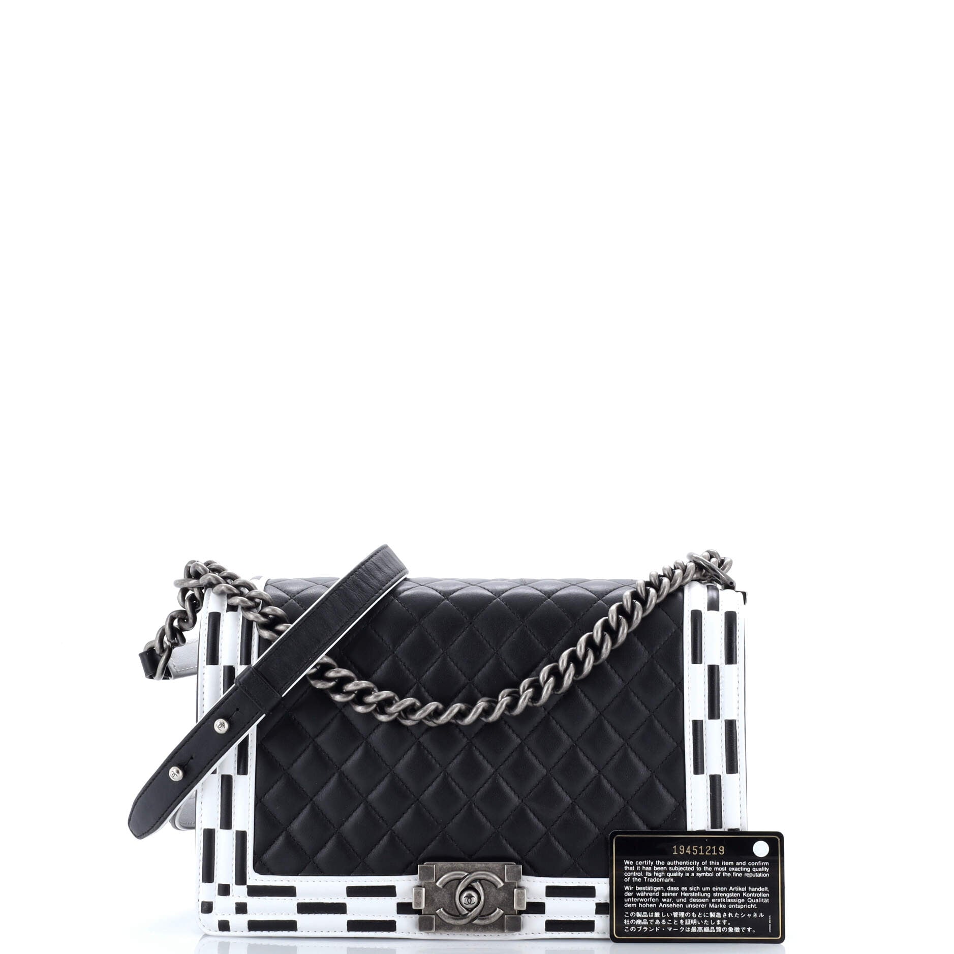 Checkerboard Trim Boy Flap Bag Quilted Calfskin New Medium - Image 2