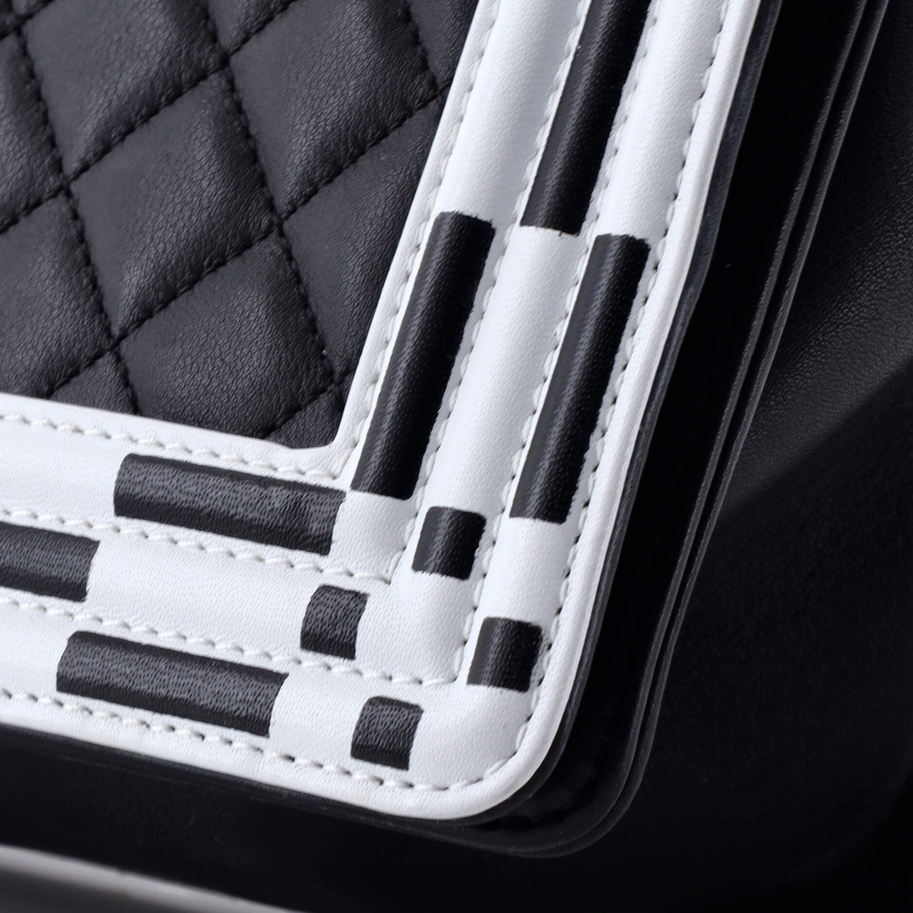 Checkerboard Trim Boy Flap Bag Quilted Calfskin New Medium - Image 7