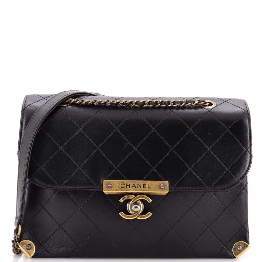 Chanel Around The Corner Flap Bag Quilted Lambskin Medium