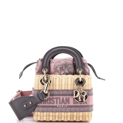 Lady Dior Bag Wicker and Oblique Canvas Mini