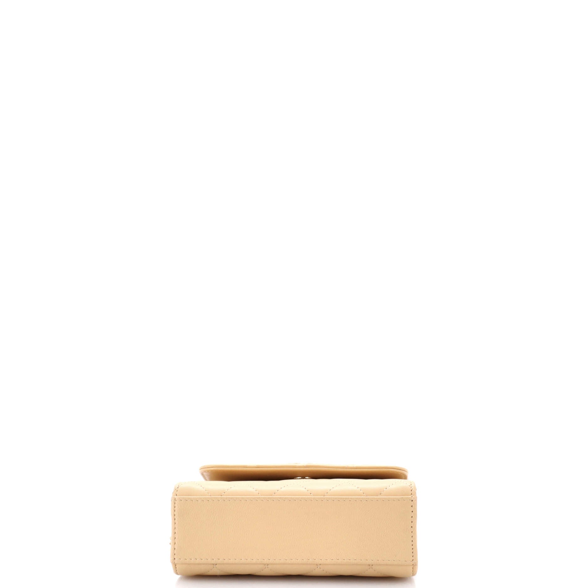 Logo and Pearl Top Handle Clutch with Chain Quilted Lambskin Small - Image 4