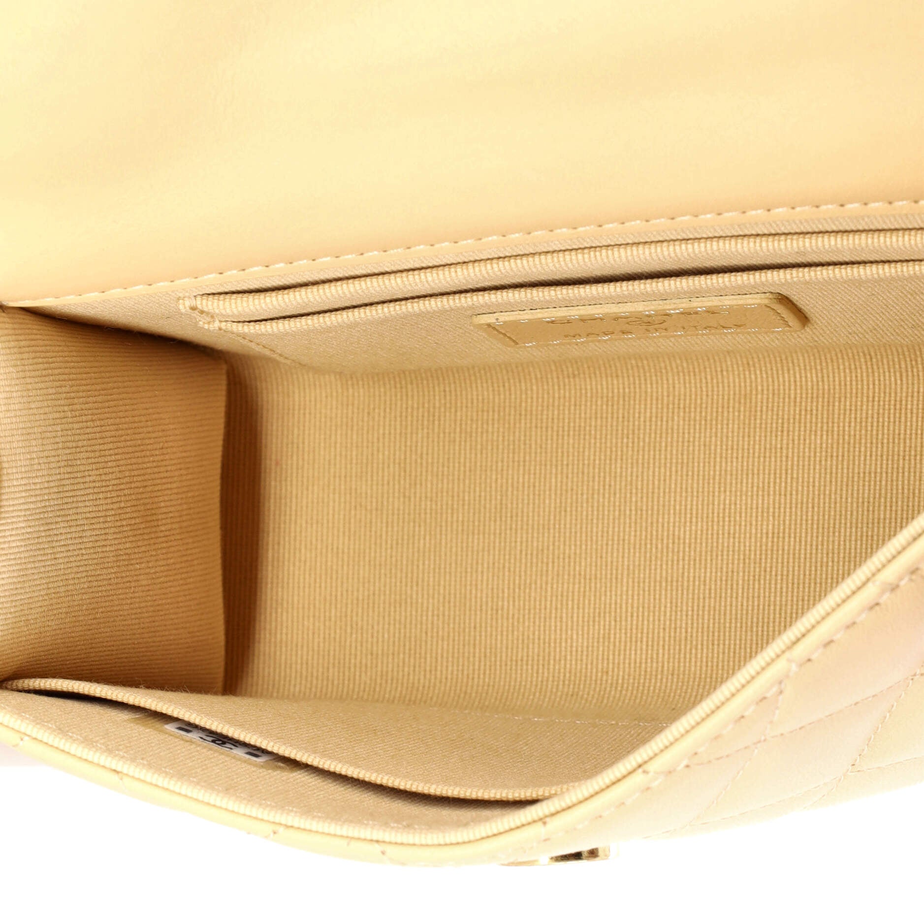 Logo and Pearl Top Handle Clutch with Chain Quilted Lambskin Small - Image 5
