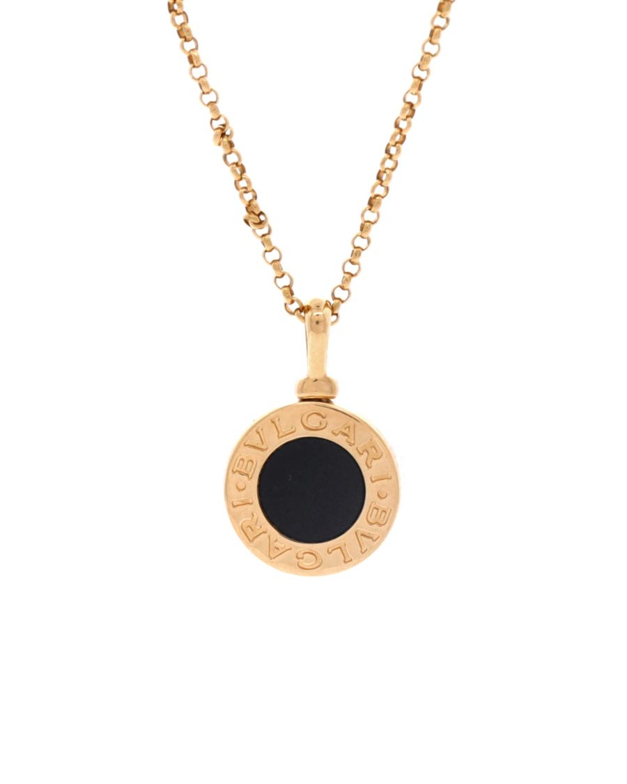 Bvlgari Bvlgari Pendant Necklace 18K Yellow Gold with Onyx