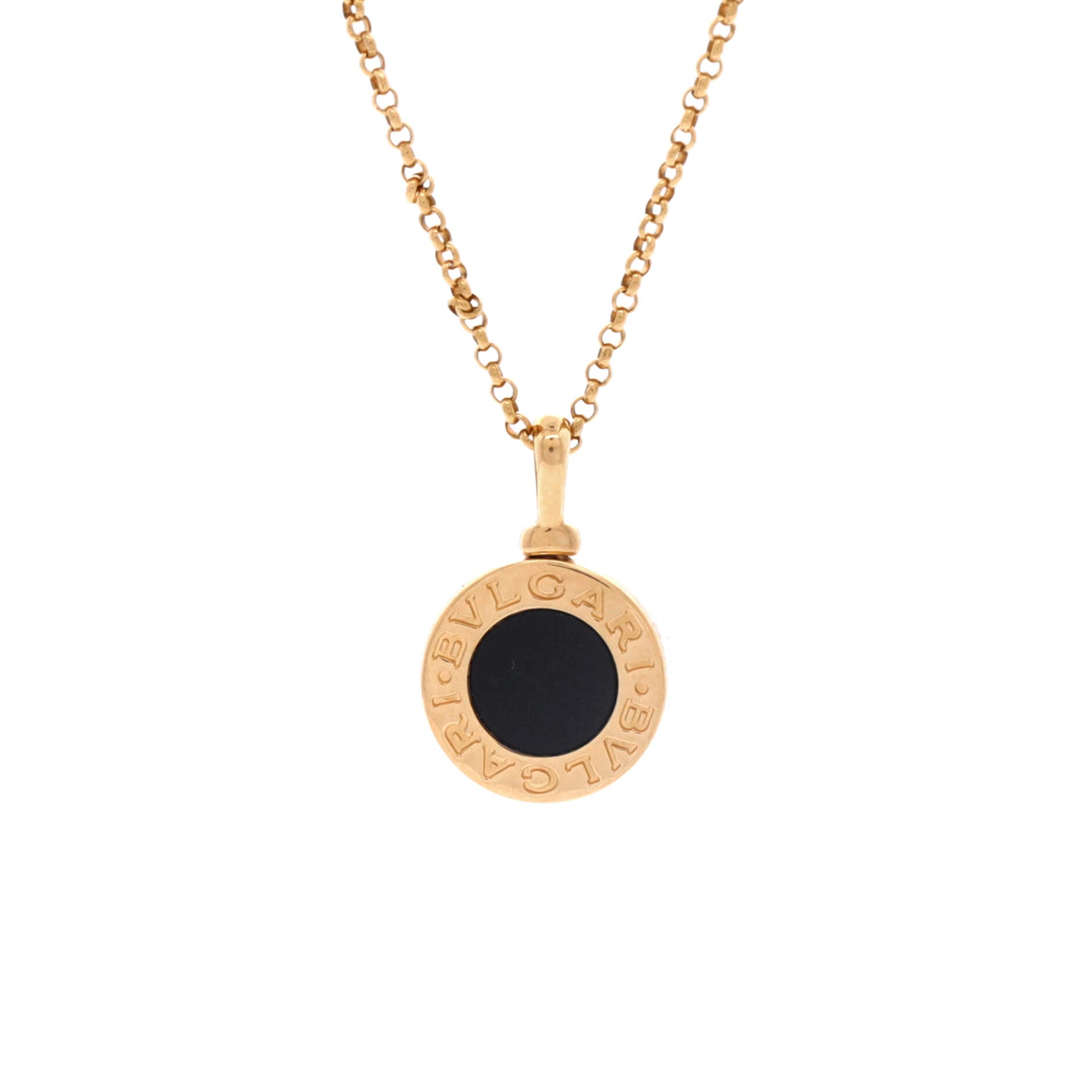 Bvlgari Bvlgari Pendant Necklace 18K Yellow Gold with Onyx