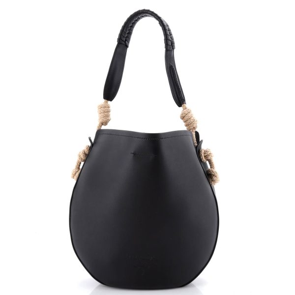 Tambour Shoulder Bag Leather with Rope Detail