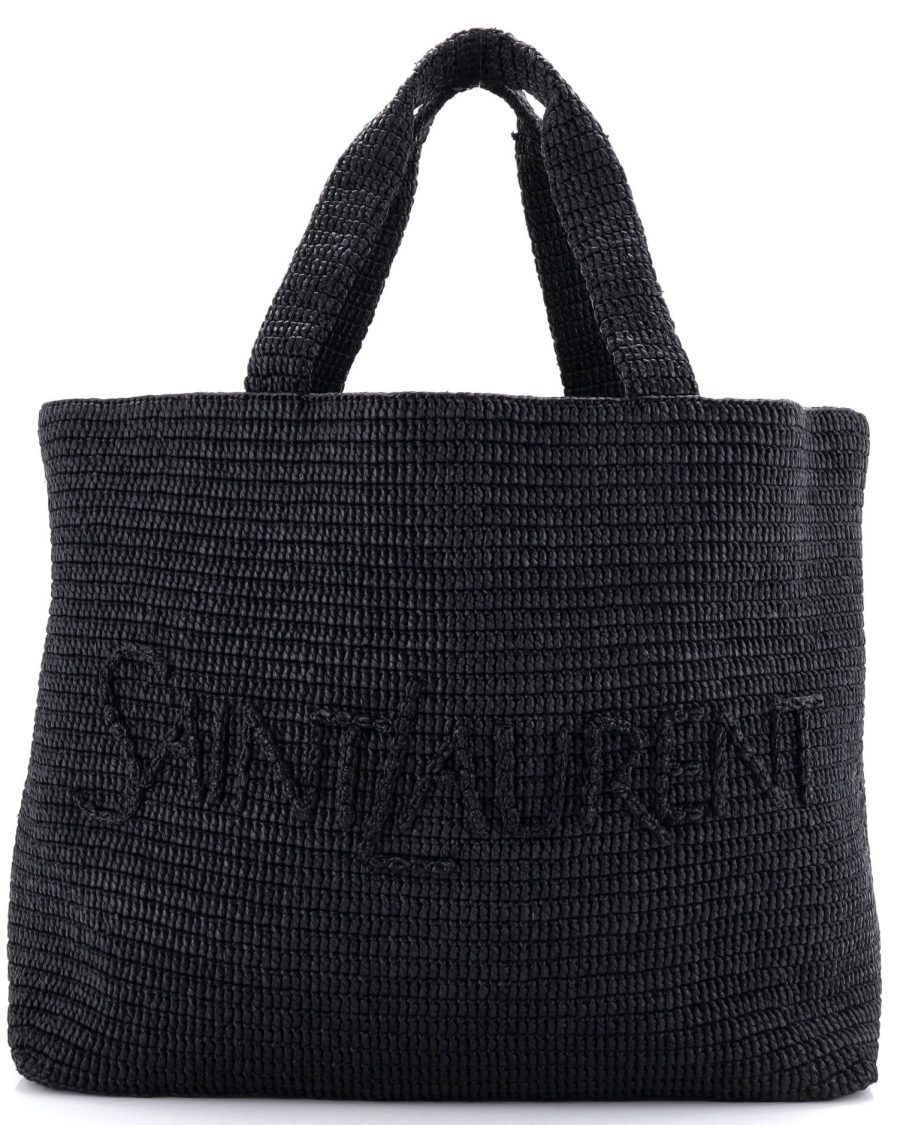 Logo Supple Tote Embroidered Raffia