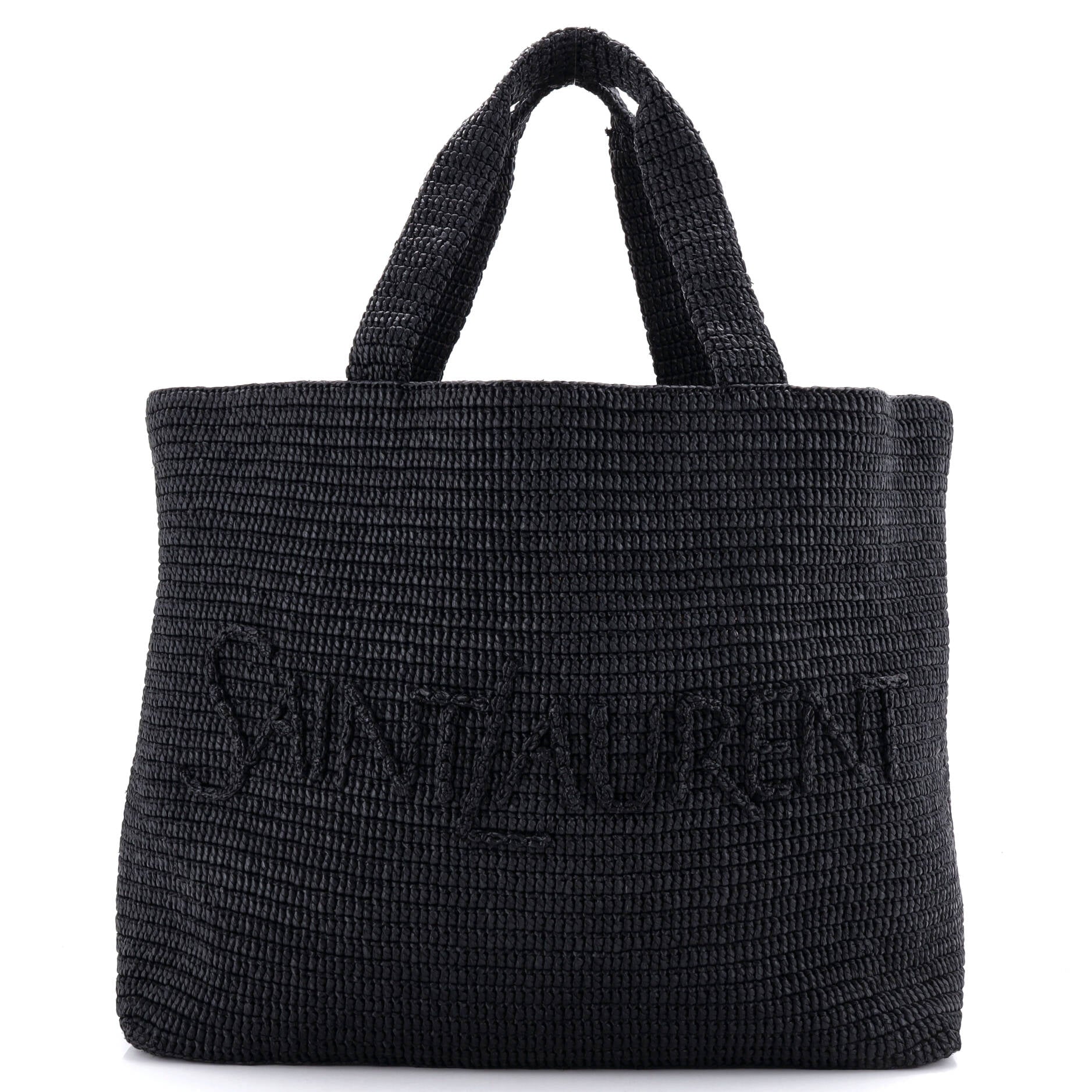 Logo Supple Tote Embroidered Raffia