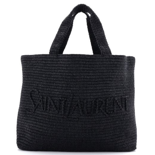Logo Supple Tote Embroidered Raffia