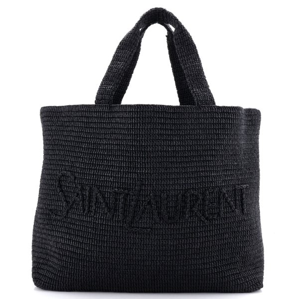 Logo Supple Tote Embroidered Raffia