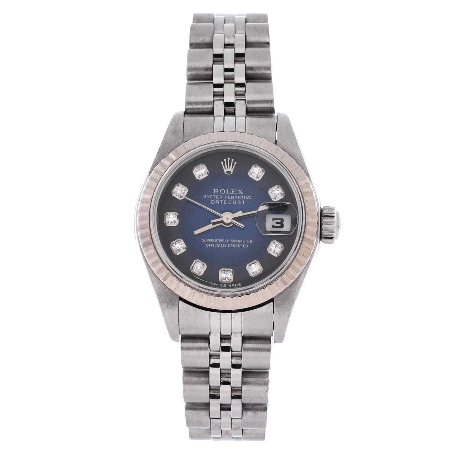 Oyster Perpetual Datejust Automatic Watch Stainless Steel and White Gold with Diamond Markers 26