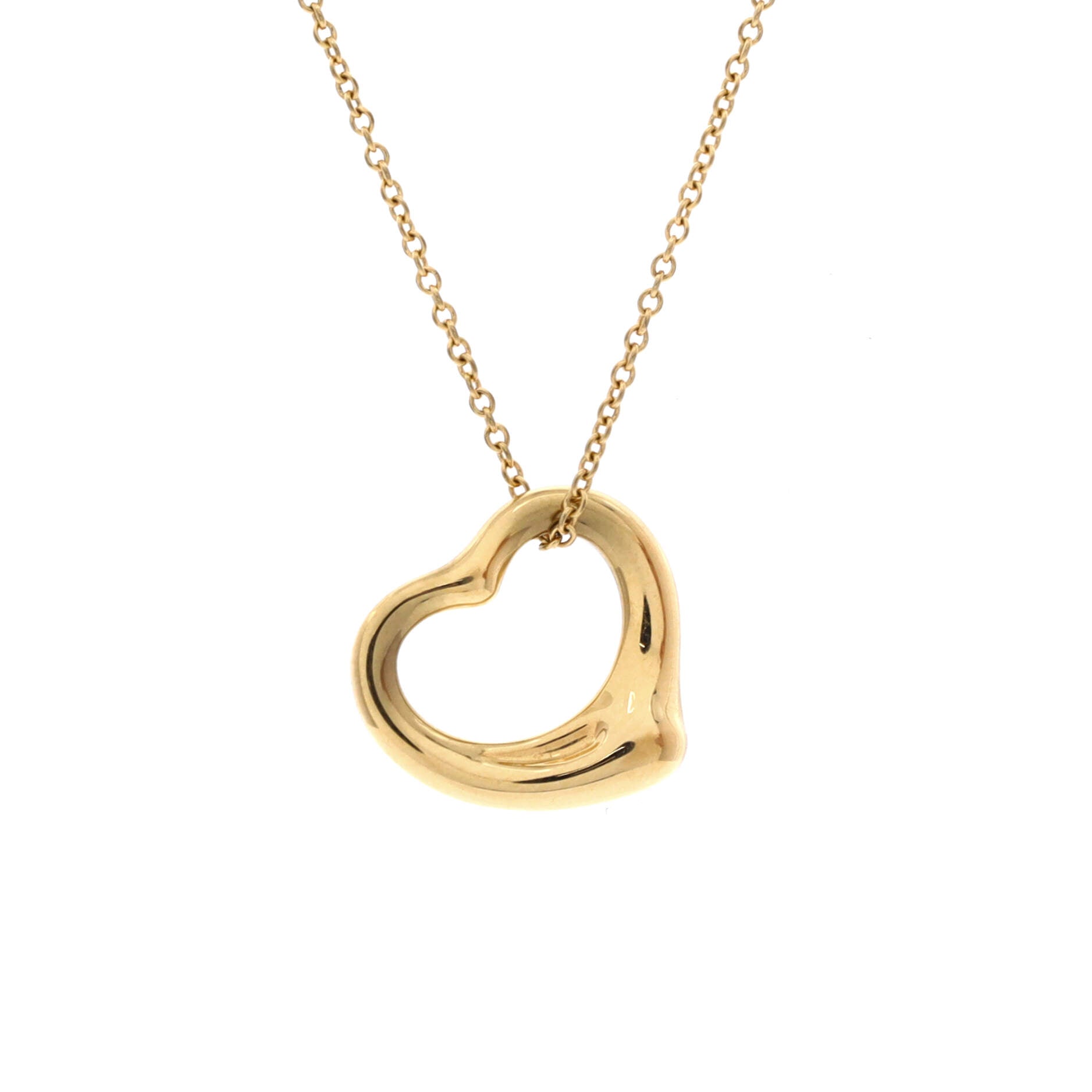 Elsa Peretti Open Heart Pendant Necklace 18K Yellow Gold 16mm