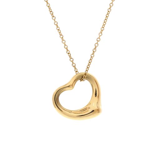 Elsa Peretti Open Heart Pendant Necklace 18K Yellow Gold 16mm