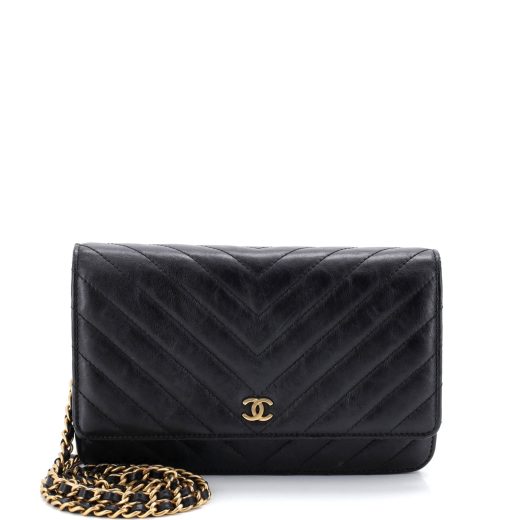 Wallet on Chain Chevron Calfskin