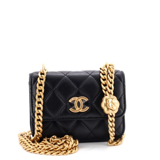 Sweet Camellia Flap Clutch with Chain Quilted Lambskin Mini