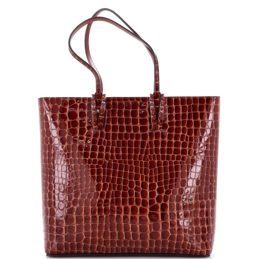 Cabata North South Zipped Tote Crocodile Embossed Leather