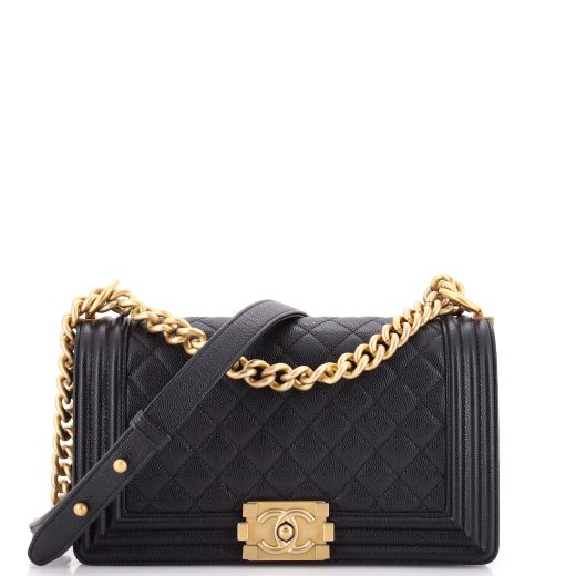 Chanel Boy Flap Bag Quilted Caviar Old Medium