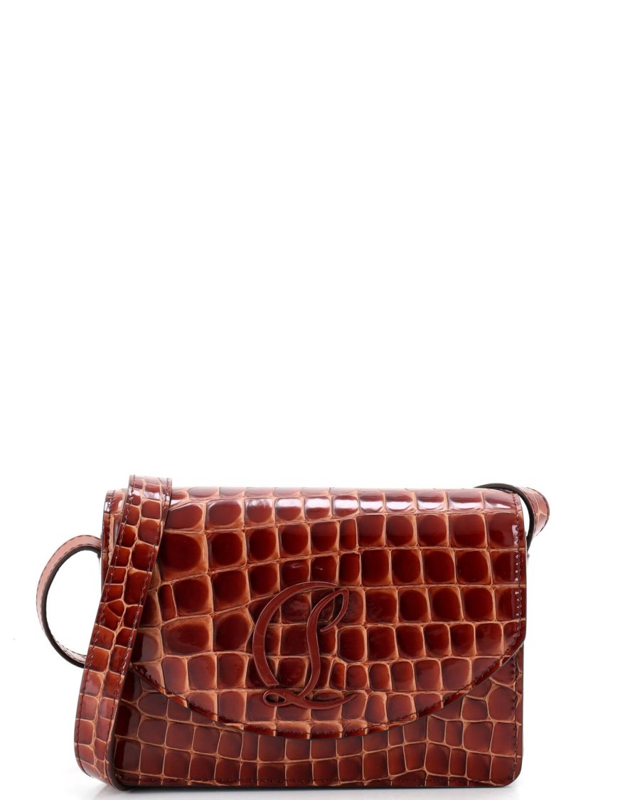 Loubi54 Shoulder Bag Crocodile Embossed Leather
