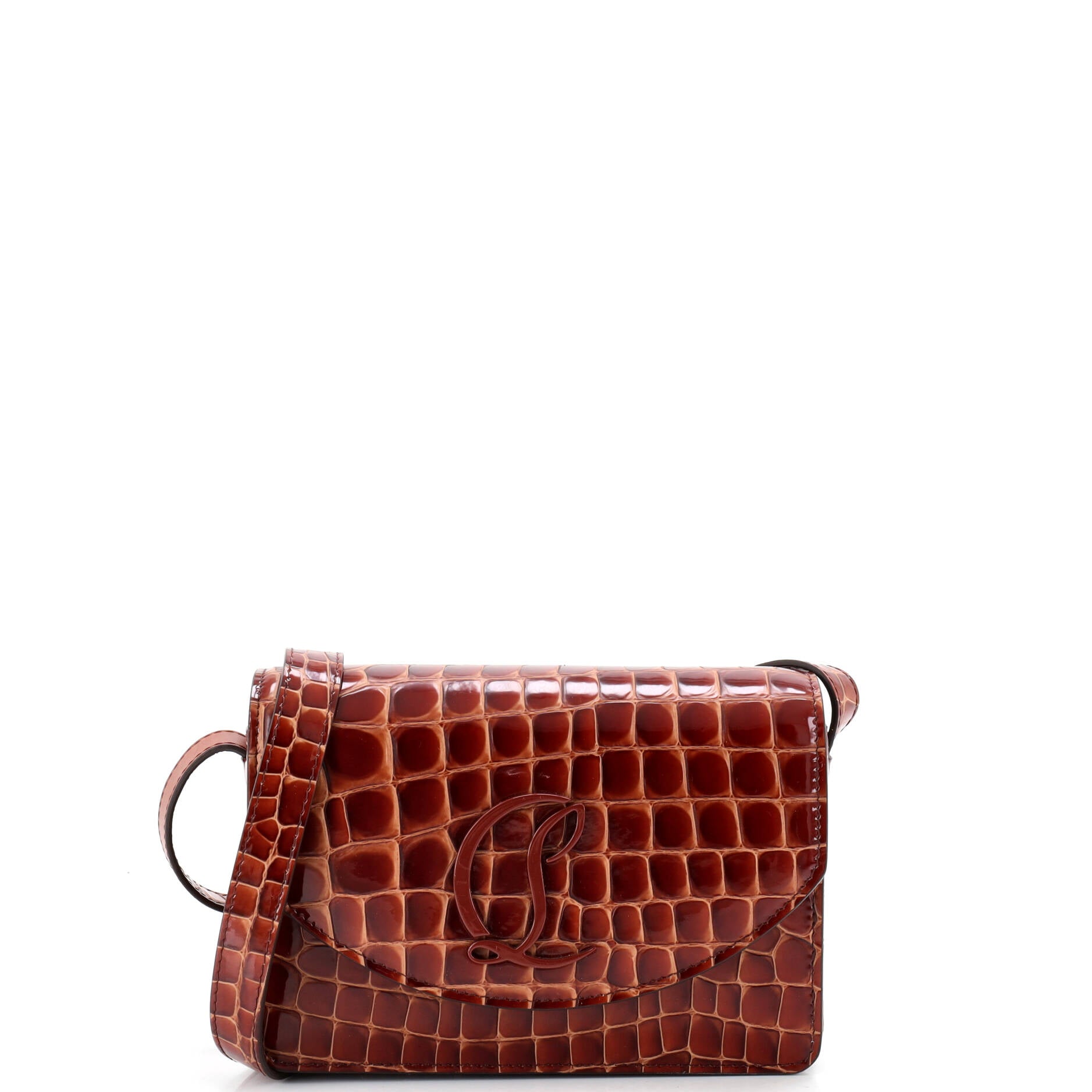 Loubi54 Shoulder Bag Crocodile Embossed Leather
