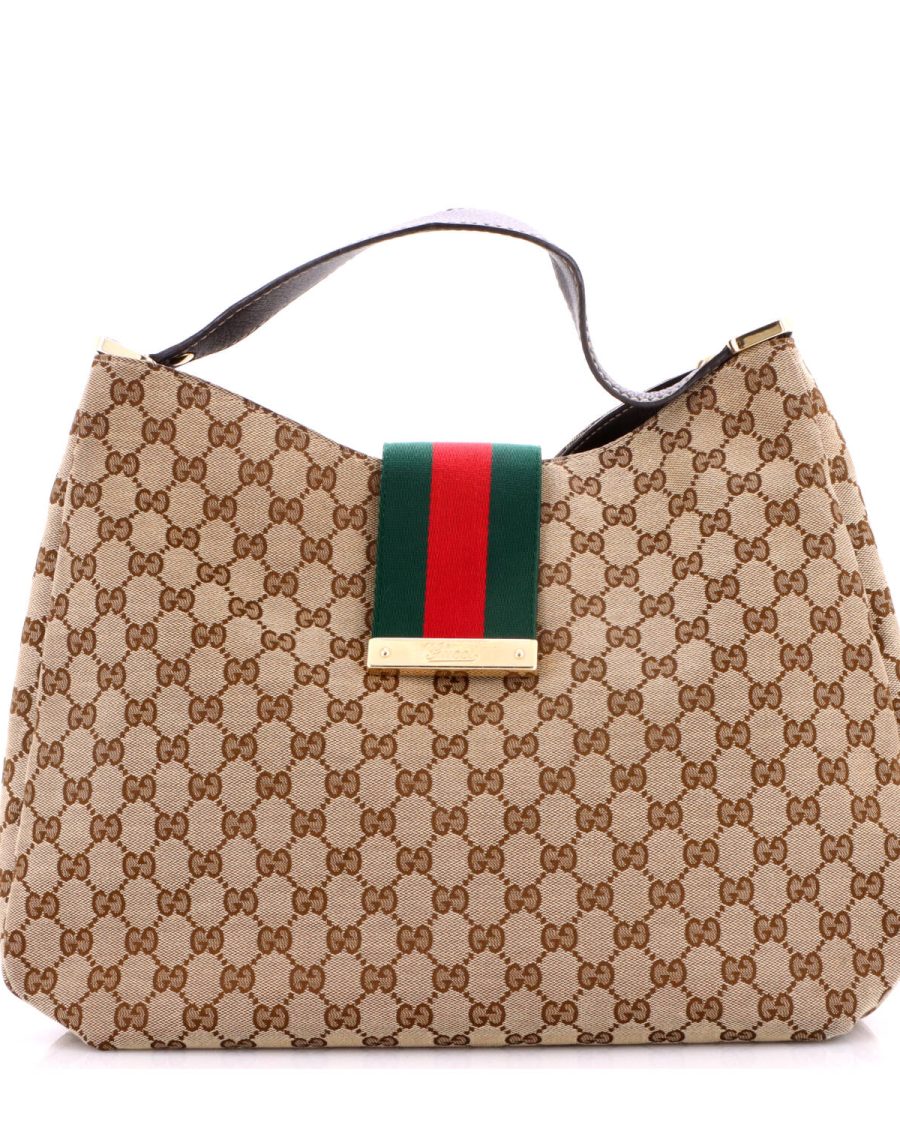 New Ladies Web Hobo GG Canvas Large