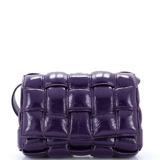 Cassette Crossbody Bag Padded Maxi Intrecciato Patent