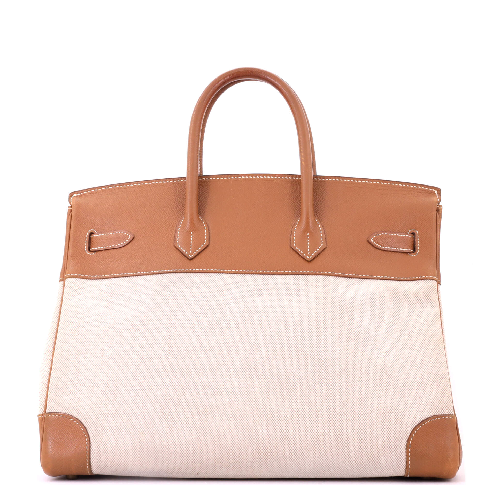 Birkin Handbag Toile and Gold Courchevel with Gold Hardware 35 - Image 4