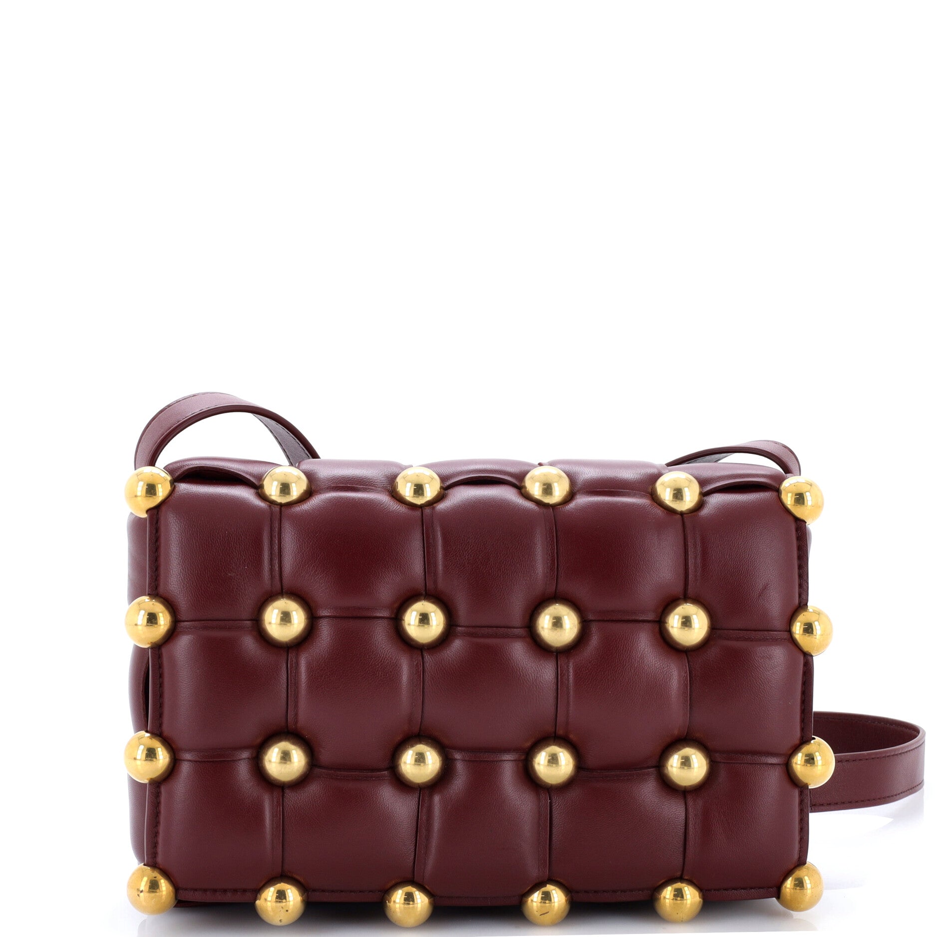 Cassette Crossbody Bag Studded Padded Maxi Intrecciato Leather