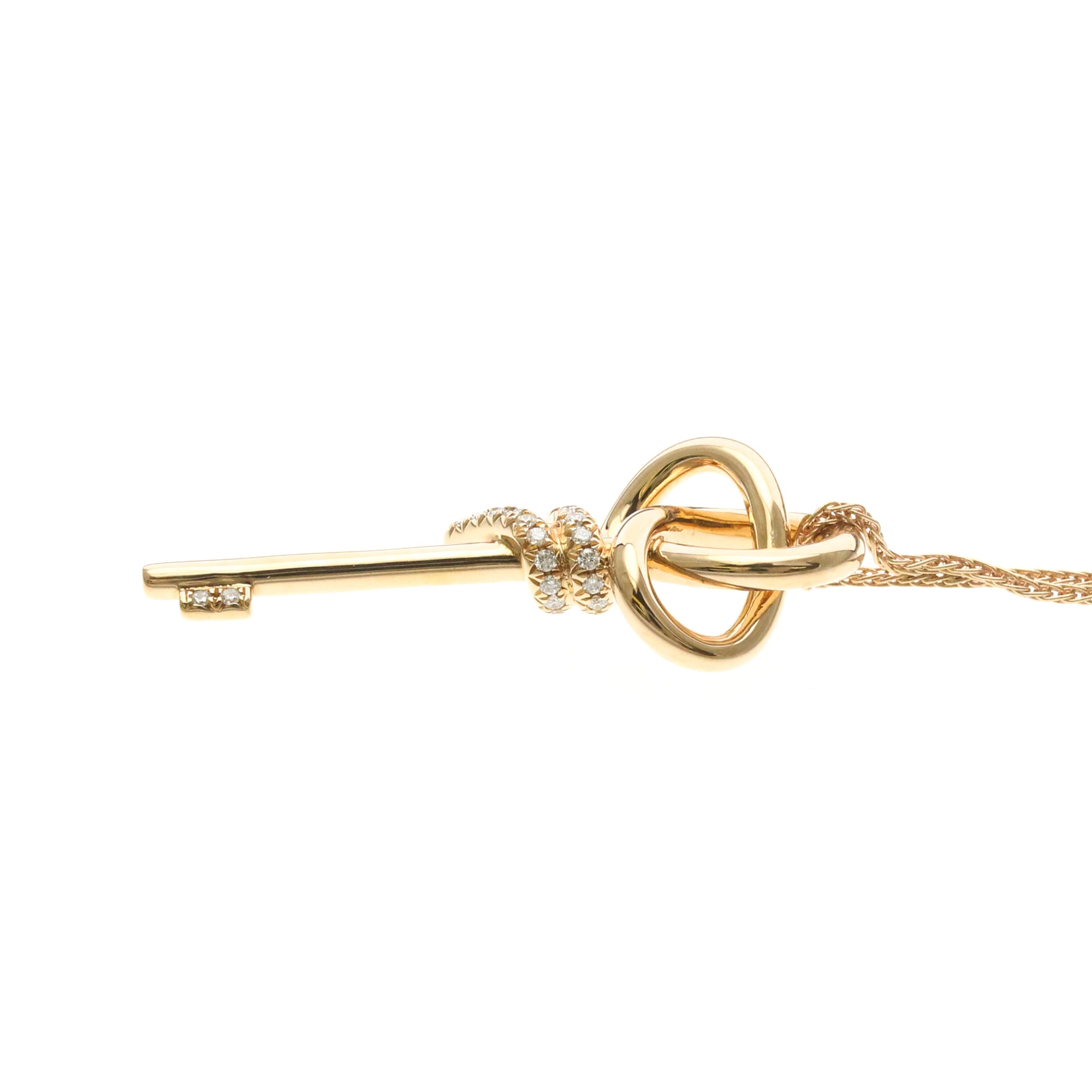 Knot Key Pendant Necklace 18K White Gold with Diamond - Image 3