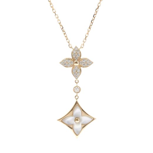 Louis Vuitton Star Blossom Pendant Necklace 18K Rose Gold with Diamond and Mother of Pearl