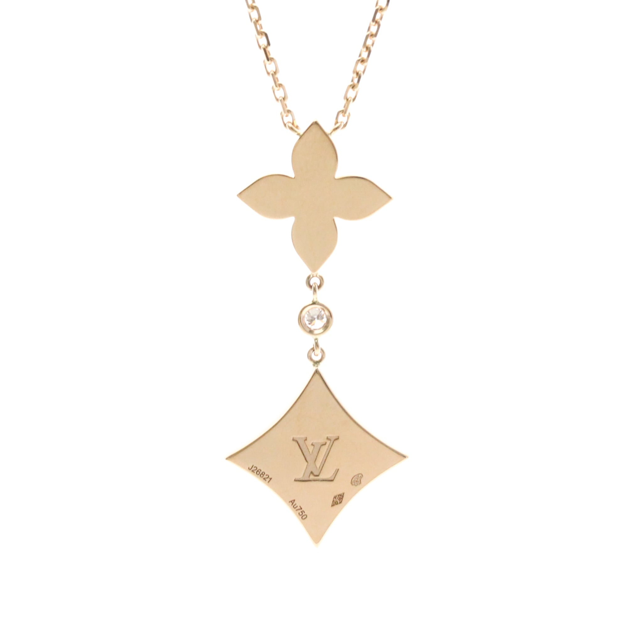 Star Blossom Pendant Necklace 18K Rose Gold with Diamond and Mother of Pearl - Image 2