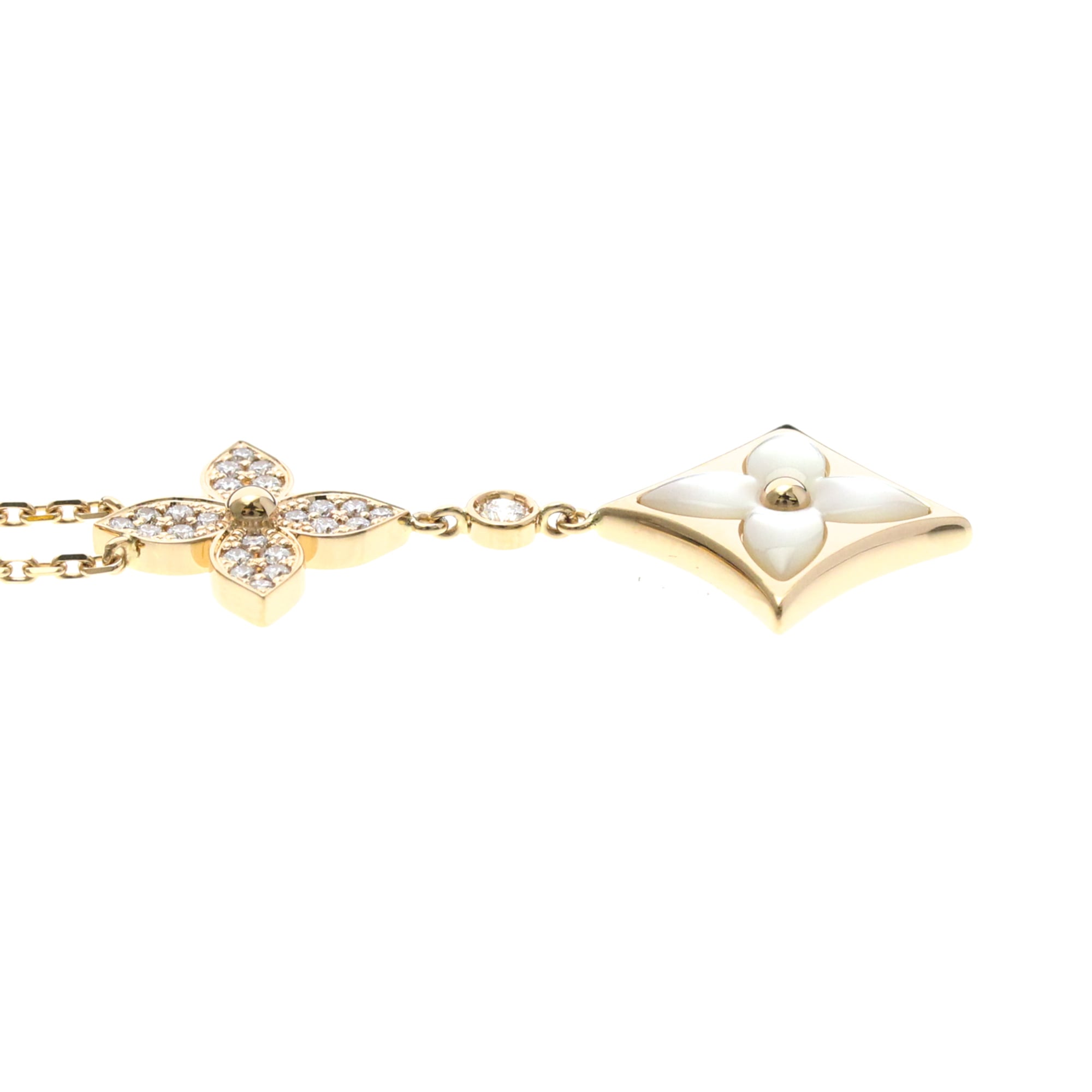 Star Blossom Pendant Necklace 18K Rose Gold with Diamond and Mother of Pearl - Image 7