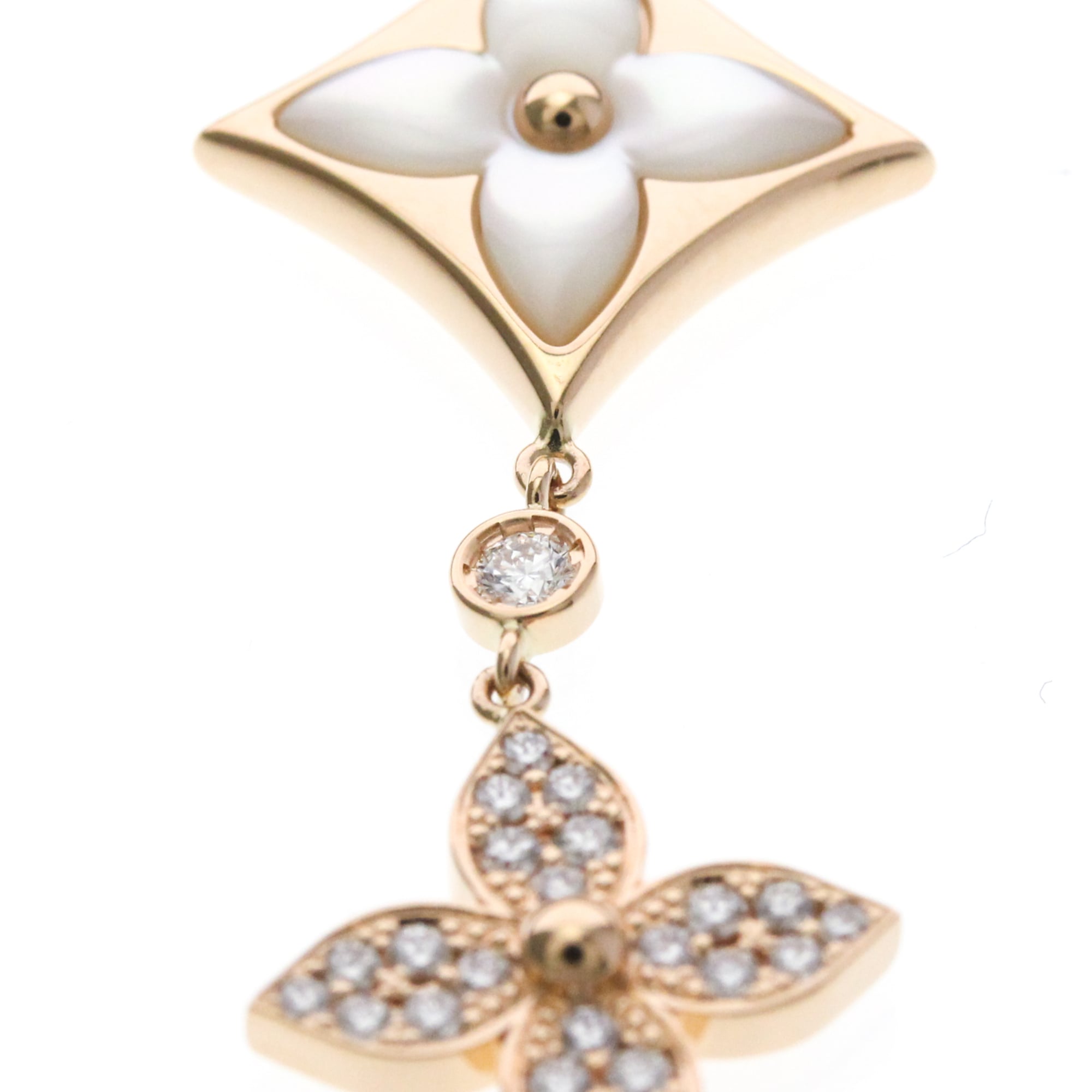 Star Blossom Pendant Necklace 18K Rose Gold with Diamond and Mother of Pearl - Image 9