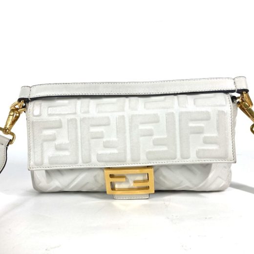 Fendi Baguette NM Bag Zucca Embossed Leather Medium