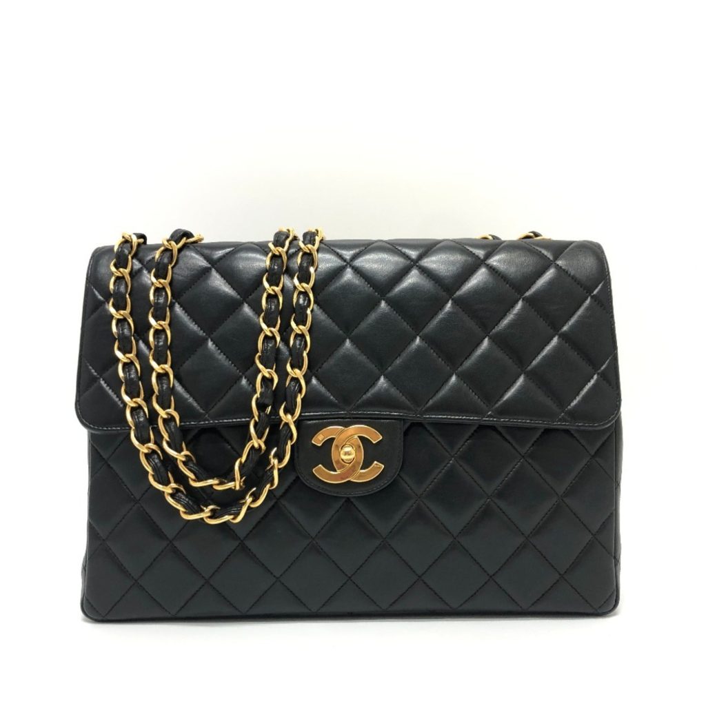 Chanel Vintage Classic Single Flap Bag Quilted Lambskin Jumbo