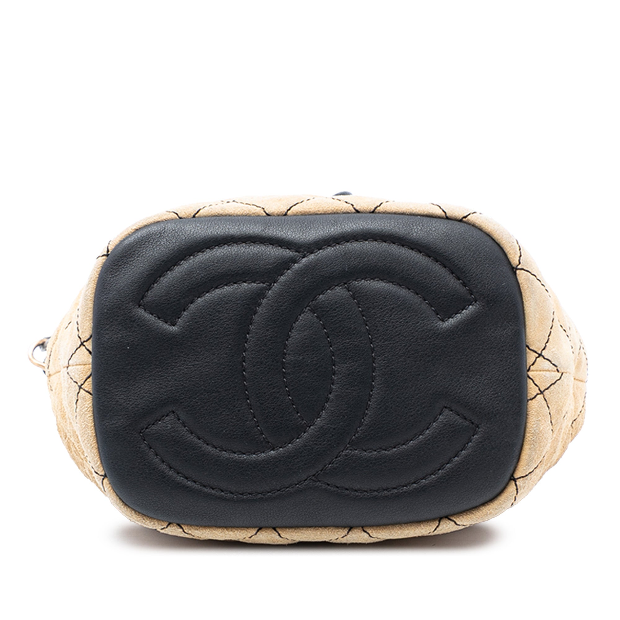 CC Chain Drawstring Bucket Bag Quilted Lambskin Small - Image 3