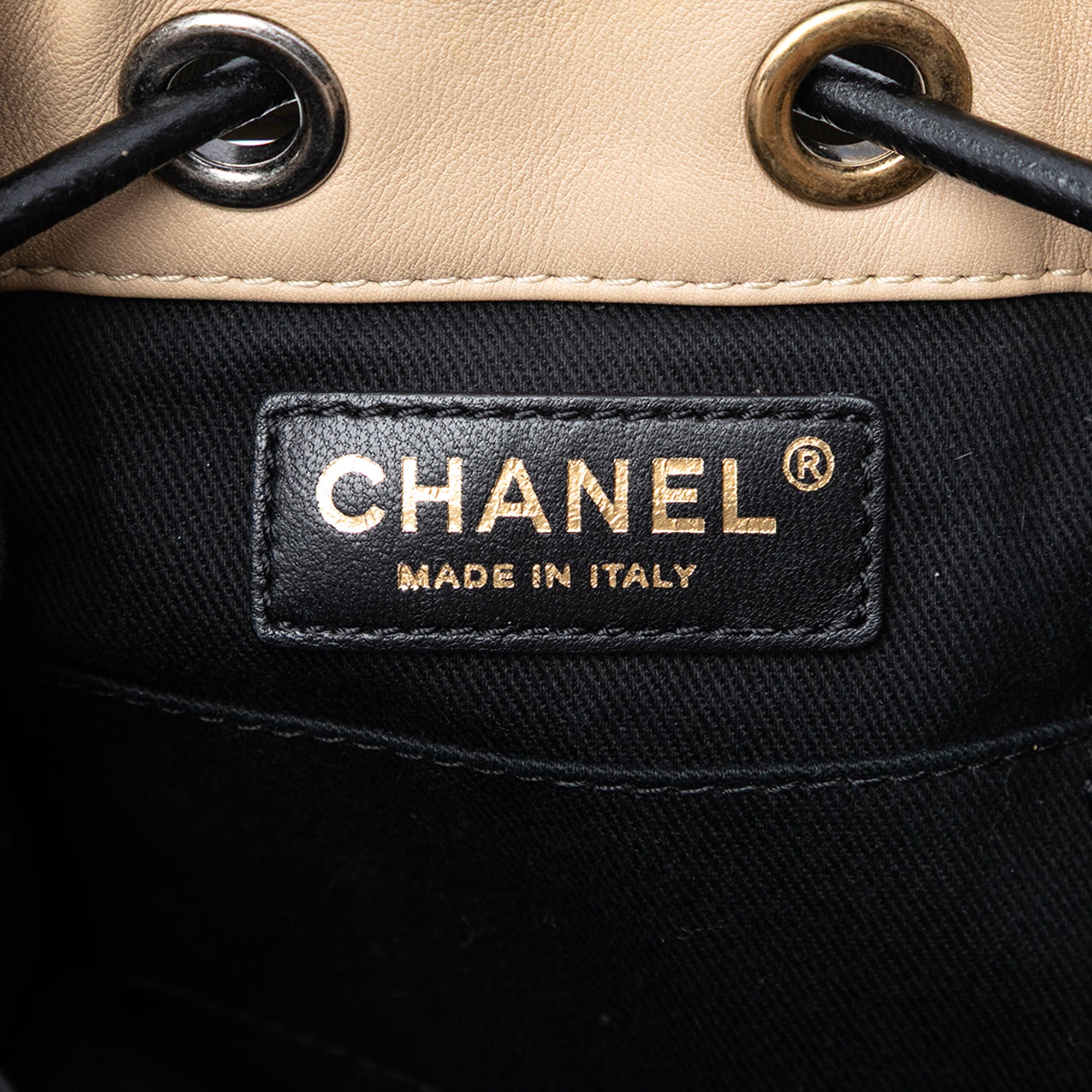 CC Chain Drawstring Bucket Bag Quilted Lambskin Small - Image 5