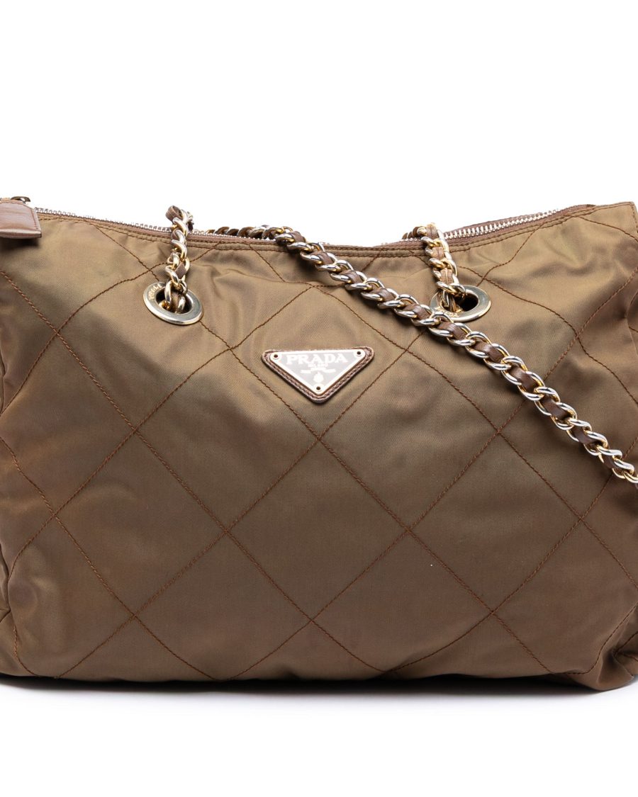 Chain Shoulder Bag Quilted Tessuto Medium