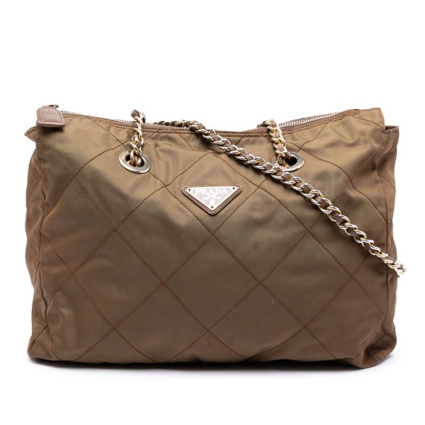 Chain Shoulder Bag Quilted Tessuto Medium